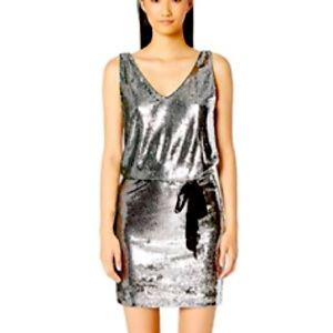 Beautiful Nicole Miller Silver Sequin Dress